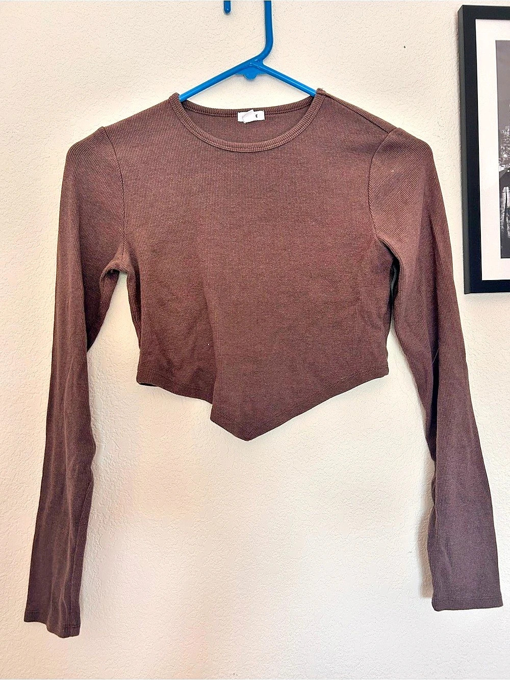 GARAGE Long Sleeve Crop Top in Brown, Size Medium, Like New